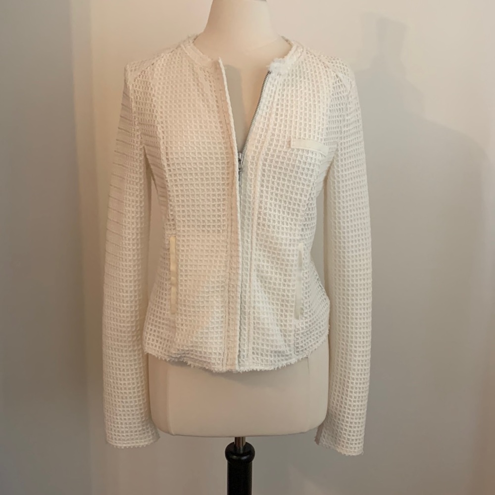 🍦Paige Cream Jacket Cardigan w/ Leather Accents M - Picture 2 of 16